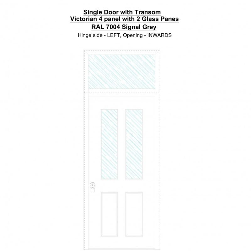 Sdt Victorian 4 Panel With 2 Glass Panes Ral 7004 Signal Grey Security Door