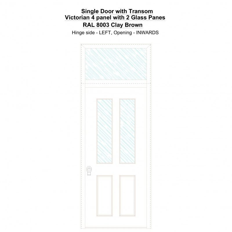 Sdt Victorian 4 Panel With 2 Glass Panes Ral 8003 Clay Brown Security Door