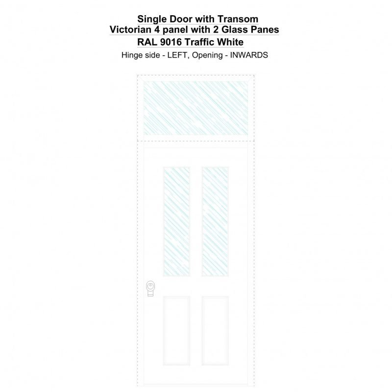 Sdt Victorian 4 Panel With 2 Glass Panes Ral 9016 Traffic White Security Door