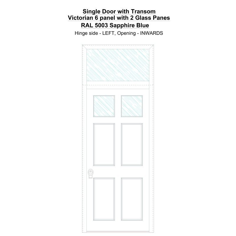 Sdt Victorian 6 Panel With 2 Glass Panes Ral 5003 Sapphire Blue Security Door