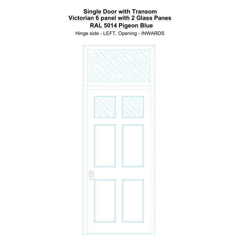 Sdt Victorian 6 Panel With 2 Glass Panes Ral 5014 Pigeon Blue Security Door