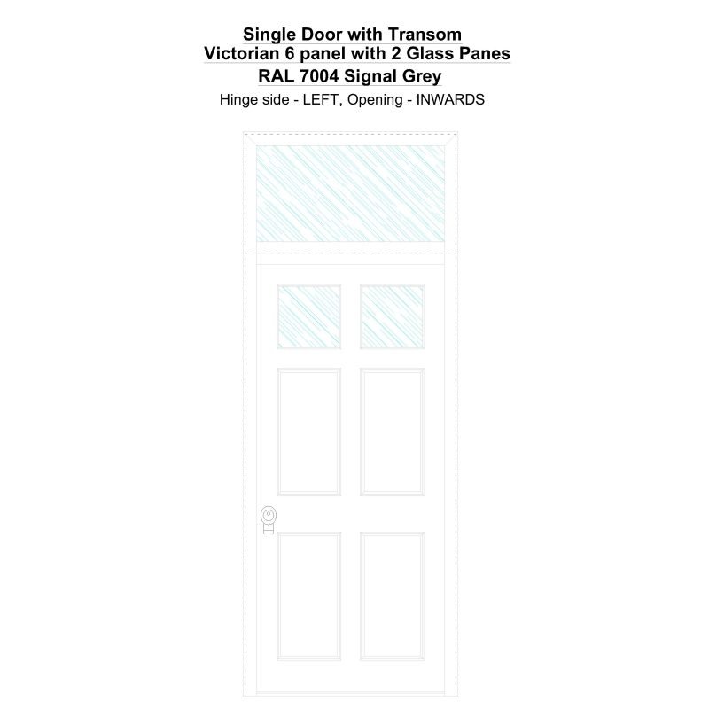 Sdt Victorian 6 Panel With 2 Glass Panes Ral 7004 Signal Grey Security Door