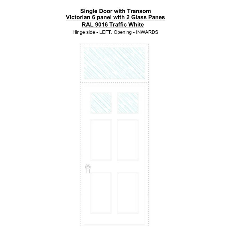 Sdt Victorian 6 Panel With 2 Glass Panes Ral 9016 Traffic White Security Door