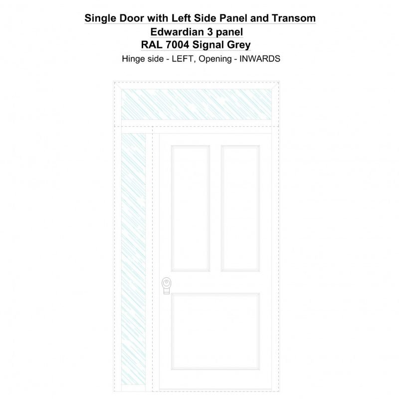 Sdt1spt(left) Edwardian 3 Panel Ral 7004 Signal Grey Security Door