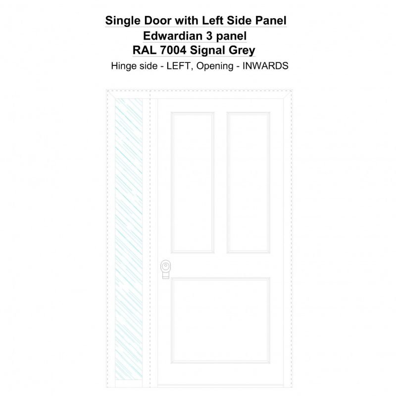 Sdt1sp(left) Edwardian 3 Panel Ral 7004 Signal Grey Security Door