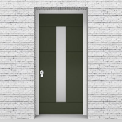 11.single Door 4 Horizontal Lines With Central Glass Fir Green (ral6009)