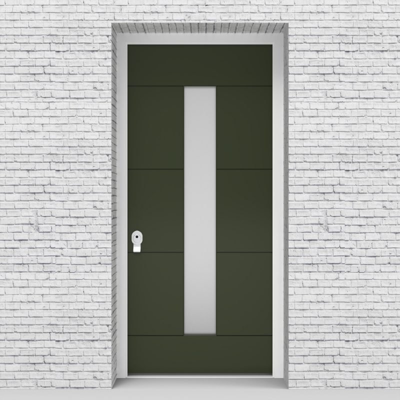 11.single Door 4 Horizontal Lines With Central Glass Fir Green (ral6009)
