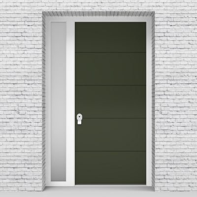 11.single Door With Left Side Panel 4 Horizontal Lines Fir Green (ral6009)