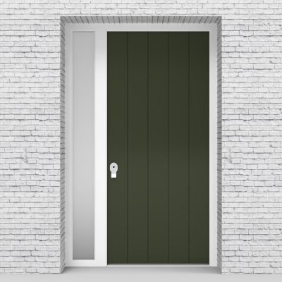 11.single Door With Left Side Panel 4 Vertical Lines Fir Green (ral6009)