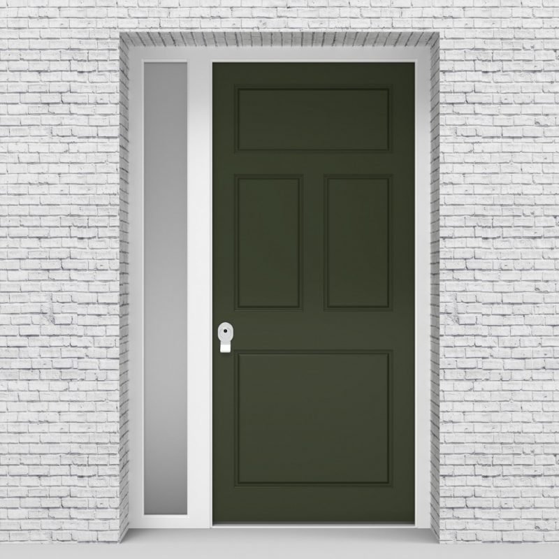 11.single Door With Left Side Panel Edwardian 4 Panel Fir Green (ral6009)