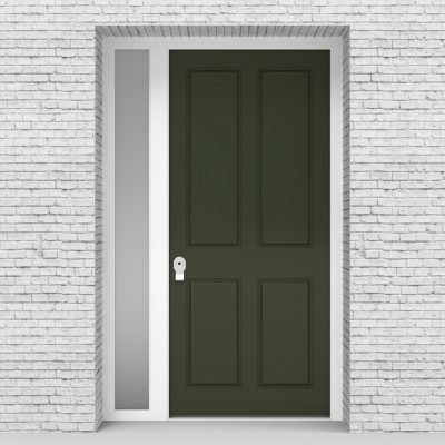 11.single Door With Left Side Panel Victorian 4 Panel Fir Green (ral6009)