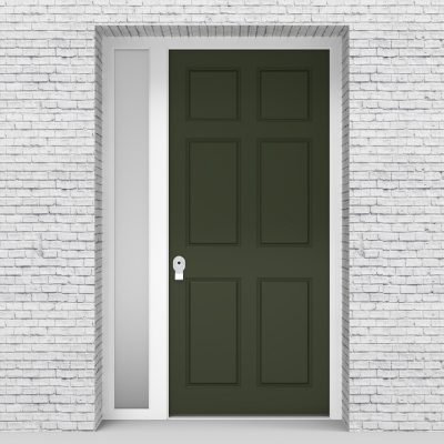 11.single Door With Left Side Panel Victorian 6 Panel Fir Green (ral6009)
