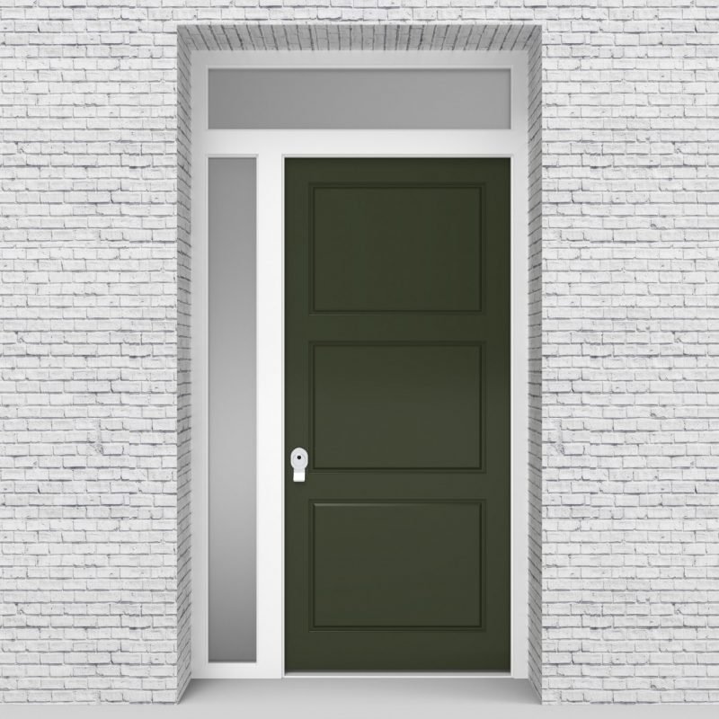 11.single Door With Left Side Panel And Transom Edwardian Fir Green (ral6009)