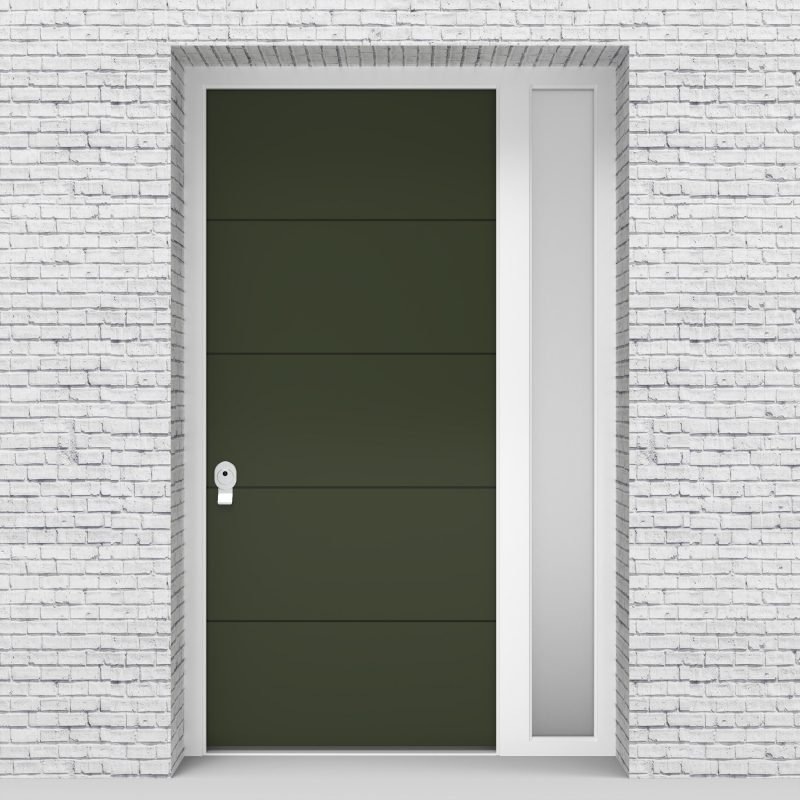 11.single Door With Right Side Panel 4 Horizontal Lines Fir Green (ral6009)