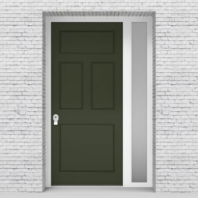 11.single Door With Right Side Panel Edwardian 4 Panel Fir Green (ral6009)