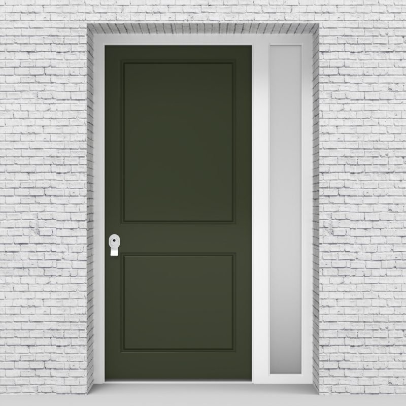 11.single Door With Right Side Panel Plain With Lock Side Glass Fir Green (ral6009)