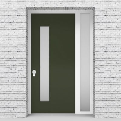 11.single Door With Right Side Panel Plain With Lock Side Glass Fir Green (ral6009)