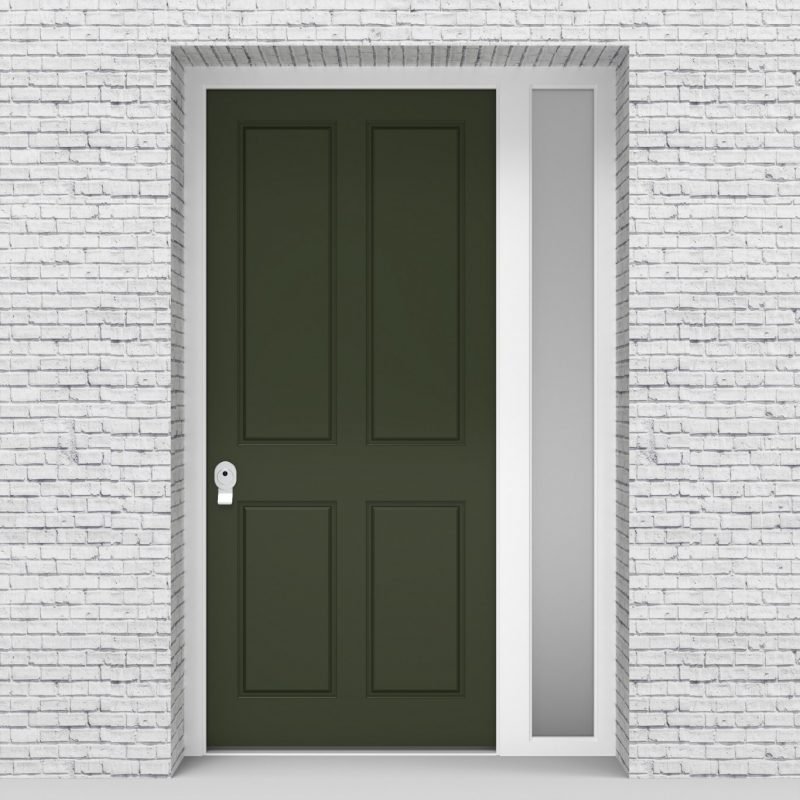 11.single Door With Right Side Panel Victorian 4 Panel Fir Green (ral6009)