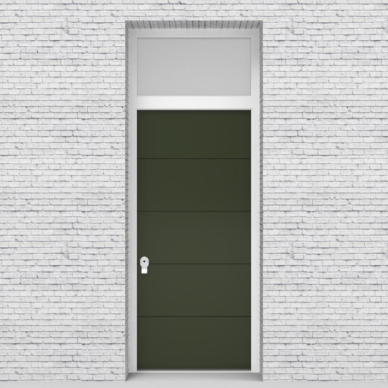 11.single Door With Transom 4 Horizontal Lines Fir Green (ral6009)