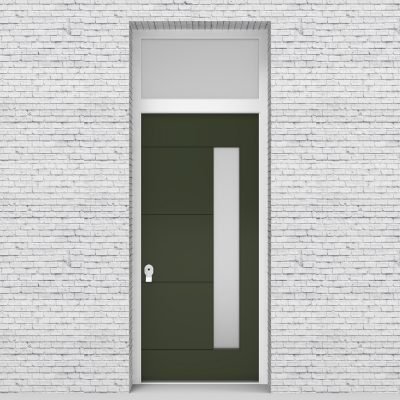 11.single Door With Transom 4 Horizontal Lines With Hinge Side Glass Fir Green (ral6009)