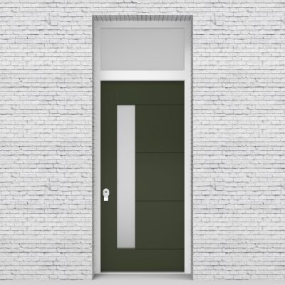 11.single Door With Transom 4 Horizontal Lines With Lock Side Glass Fir Green (ral6009)