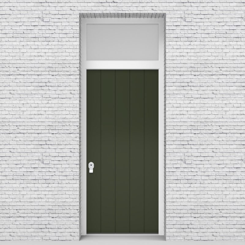 11.single Door With Transom 4 Vertical Lines Pigeon Blue (ral5014)