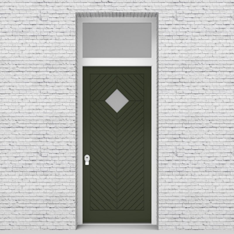 11.single Door With Transom Cottage Style With Diamond Pane Fir Green (ral6009)