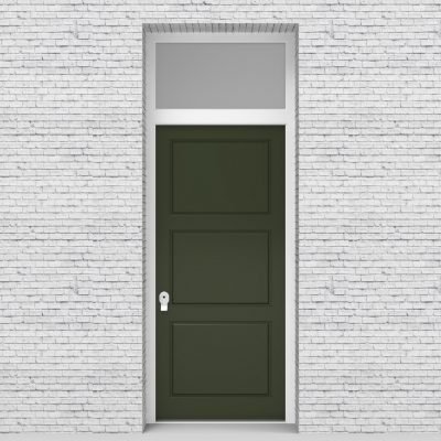 11.single Door With Transom Edwardian 3 Equal Panel Fir Green (ral6009)
