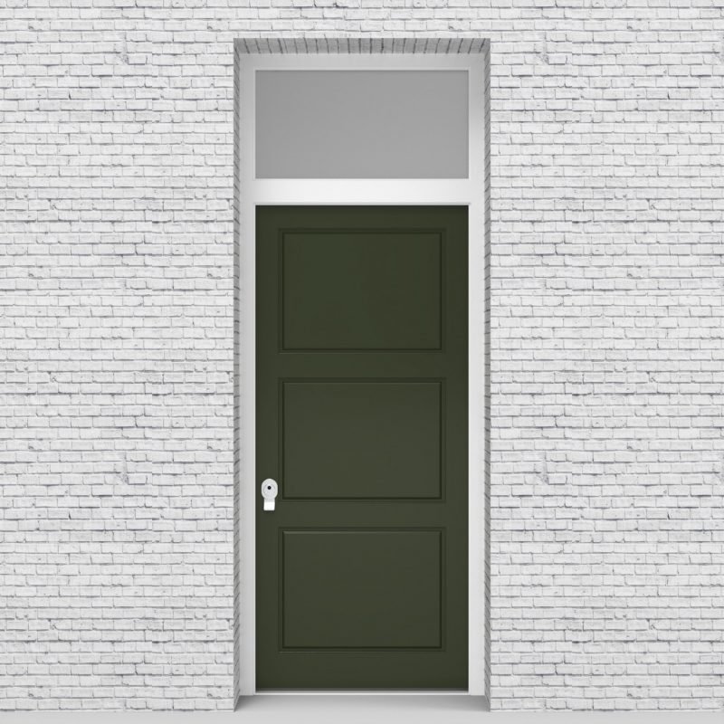 11.single Door With Transom Edwardian 3 Equal Panel Fir Green (ral6009)