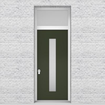 11.single Door With Transom Plain With Central Glass Fir Green (ral6009)