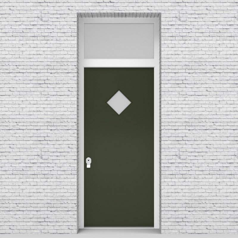 11.single Door With Transom Plain With Diamond Pane Fir Green (ral6009)