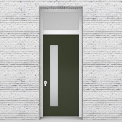 11.single Door With Transom Plain With Lock Side Glass Fir Green (ral6009)