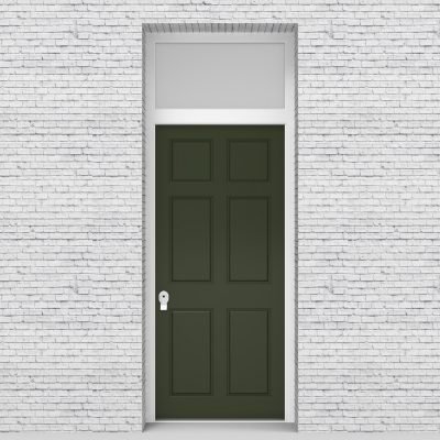 11.single Door With Transom Victorian 6 Panel Fir Green (ral6009)