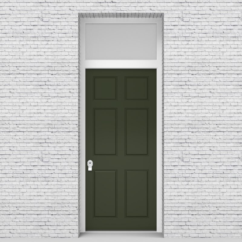 11.single Door With Transom Victorian 6 Panel Fir Green (ral6009)