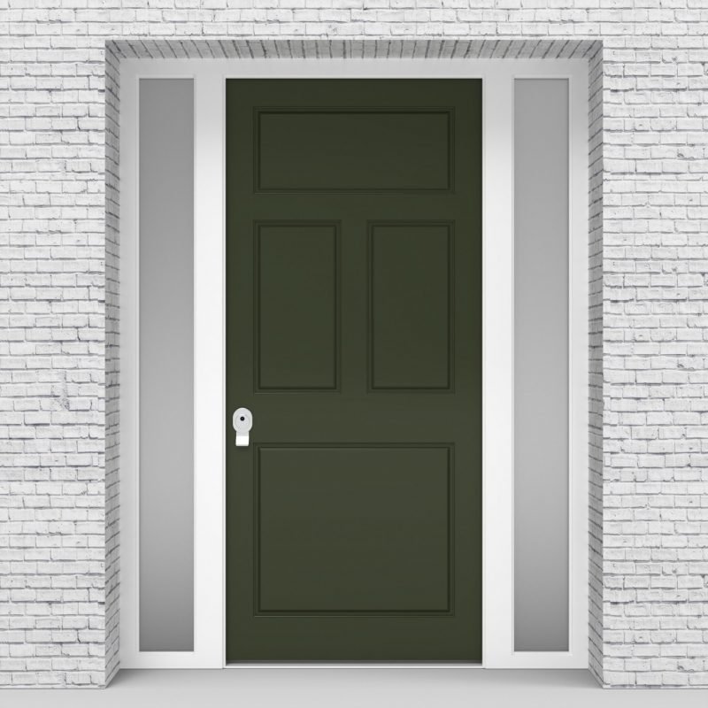 11.single Door With Two Side Panels Edwardian 4 Panel Fir Green (ral6009)