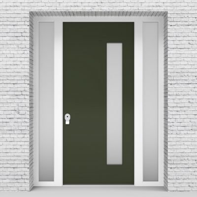 11.single Door With Two Side Panels Plain With Hinge Side Glass Fir Green (ral6009)