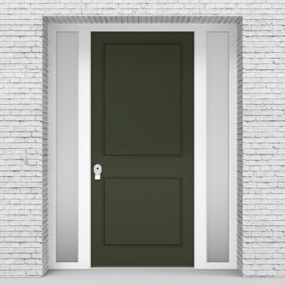 11.single Door With Two Side Panels Two Panel Fir Green (ral6009)