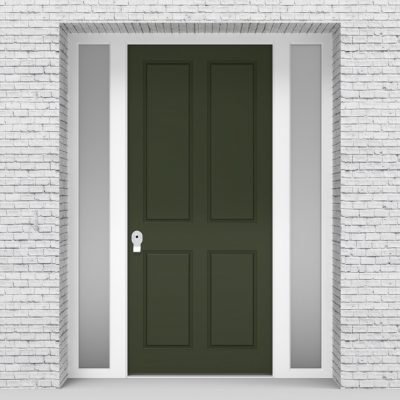 11.single Door With Two Side Panels Victorian 4 Panel Fir Green (ral6009)