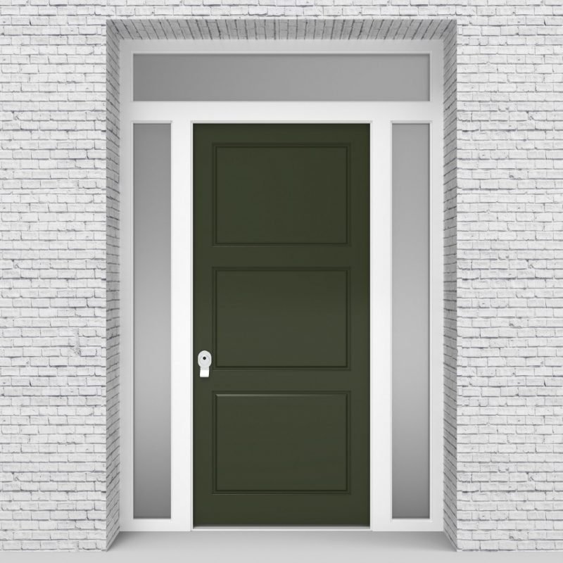 11.single Door With Two Side Panels And Transom Fir Green (ral6009)
