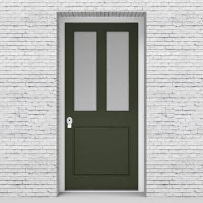11.single Edwardian 3 Panel With 2 Glass Panes Fir Green (ral6009)
