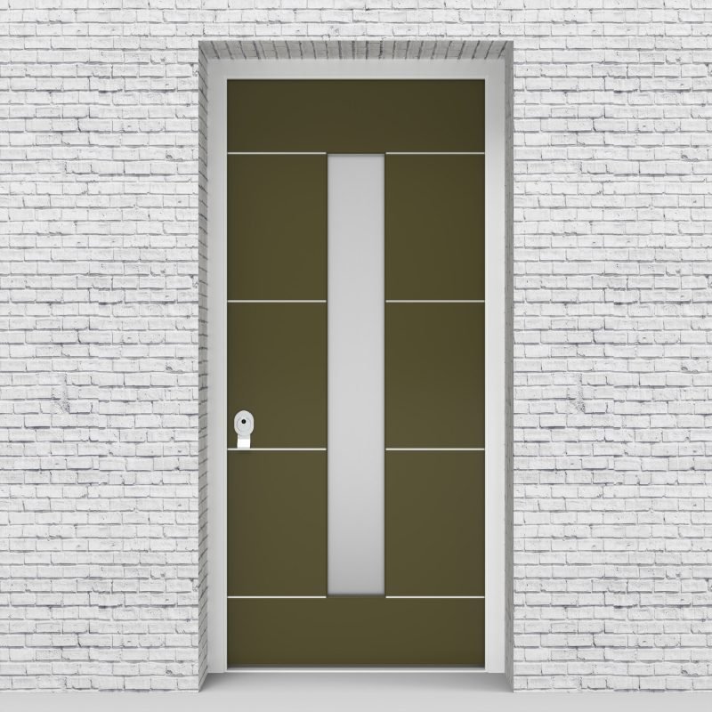 12.single Door 4 Aluminium Inlays With Central Glass Reed Green (ral6013)