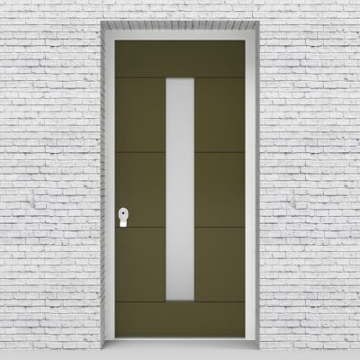 12.single Door 4 Horizontal Lines With Central Glass Reed Green (ral6013)