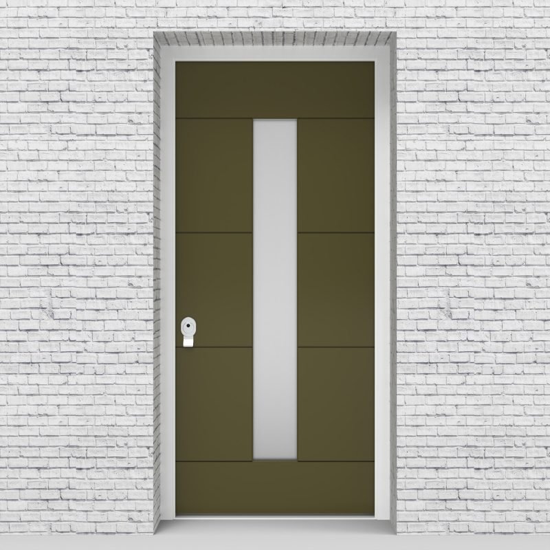 12.single Door 4 Horizontal Lines With Central Glass Reed Green (ral6013)