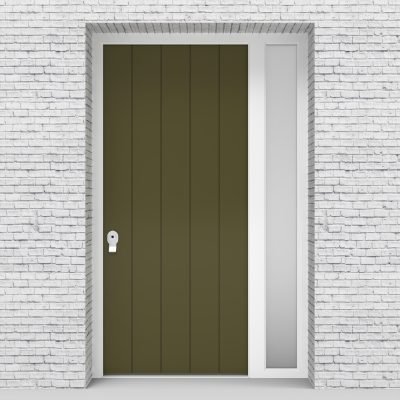 12.single Door With Right Side Panel 4 Vertical Lines Reed Green (ral6013)