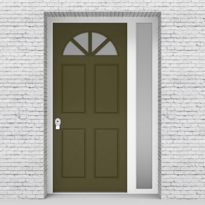 12.single Door With Right Side Panel Edwardian 4 Panel With Arched Glass Pane Reed Green (ral6013)