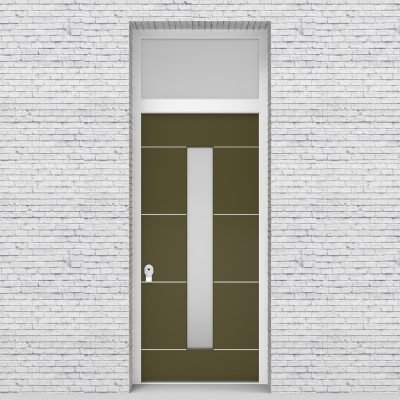 12.single Door With Transom 4 Aluminium Inlays With Central Glass Reed Green (ral6013)