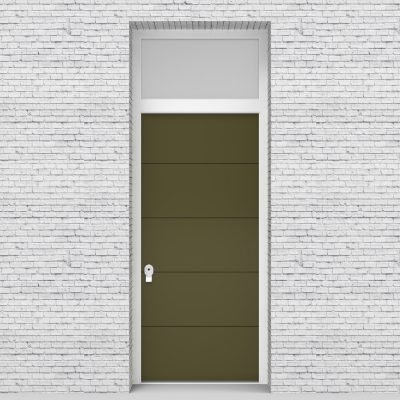 12.single Door With Transom 4 Horizontal Lines Reed Green (ral6013)