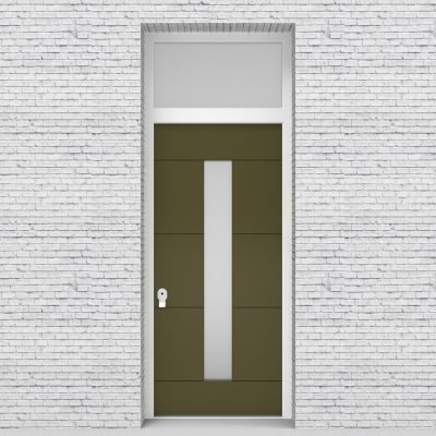 12.single Door With Transom 4 Horizontal Lines With Central Glass Reed Green (ral6013)