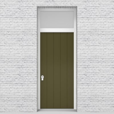 12.single Door With Transom 4 Vertical Lines Fir Green (ral6009)