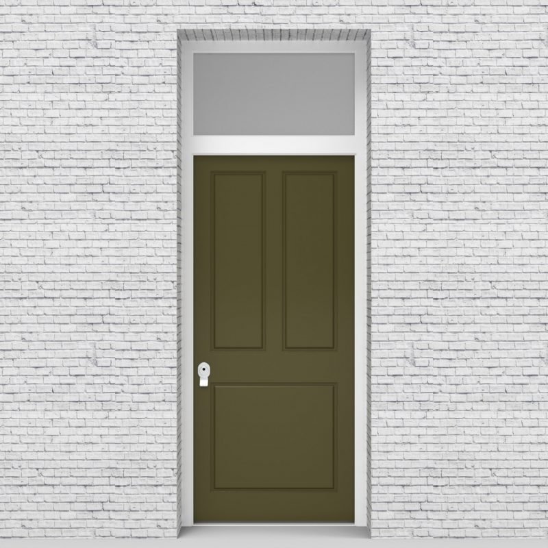 12.single Door With Transom Edwardian 3 Pane Reed Green (ral6013)